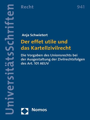 cover image of Der effet utile und das Kartellzivilrecht